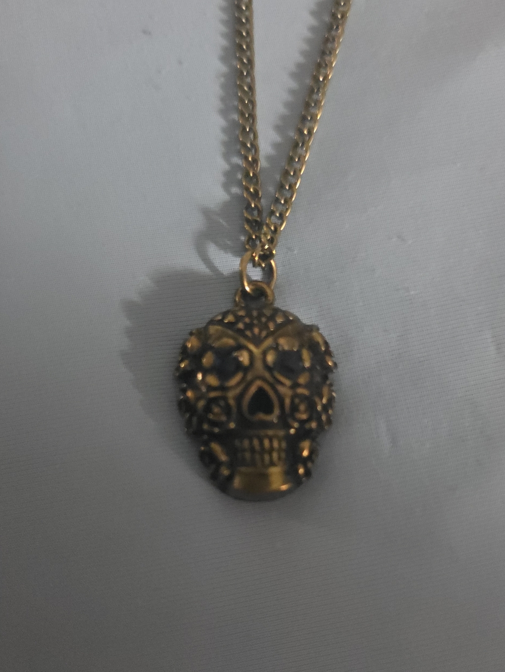 Source Unknown Gold Sugar Skull Pendant Necklace